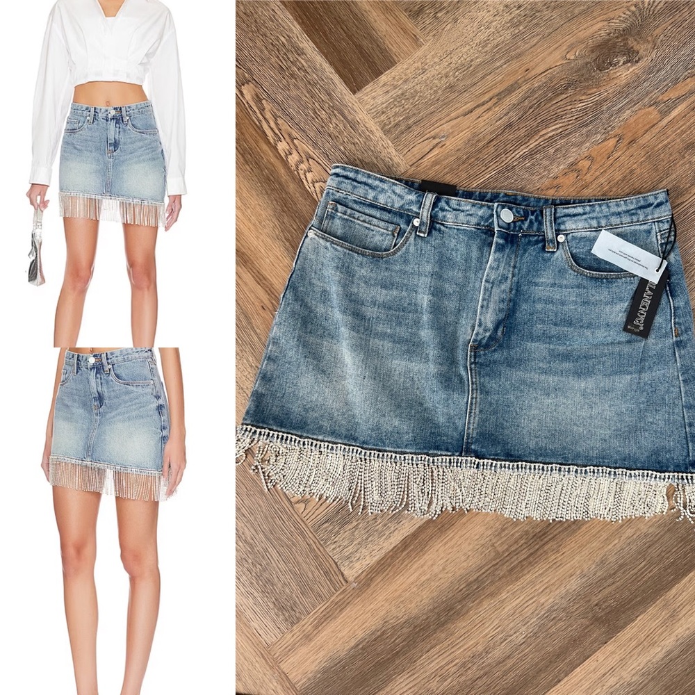 Blank NYC Mini Skirt in Bright Moments Rhinestone Fringe NWT